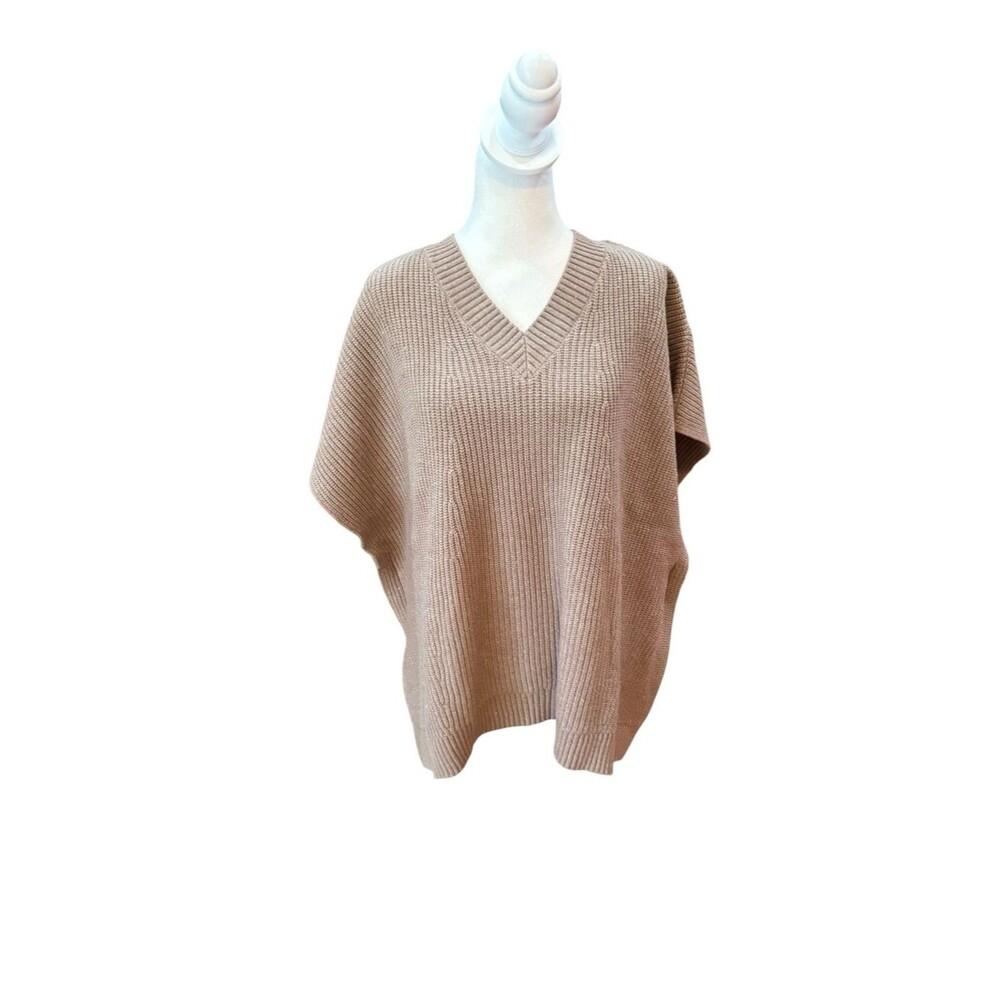 J Jill Versatile Tweed Sweater Poncho Mocha Latte Womens Small To Large NEW